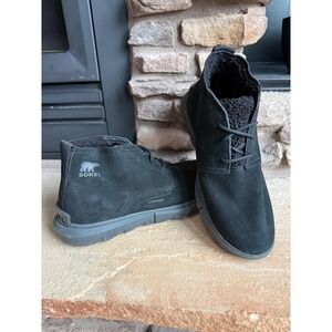 Sorel Explorer Blitz Stride Lace Waterproof Black Suede Boots NL5027-010 W8 Shoe